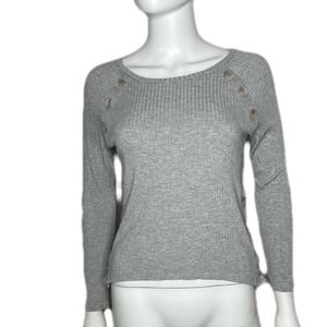 Generation Love Women's Gray Button Detail Rib-Knit  Claire Pullover Top sz XS